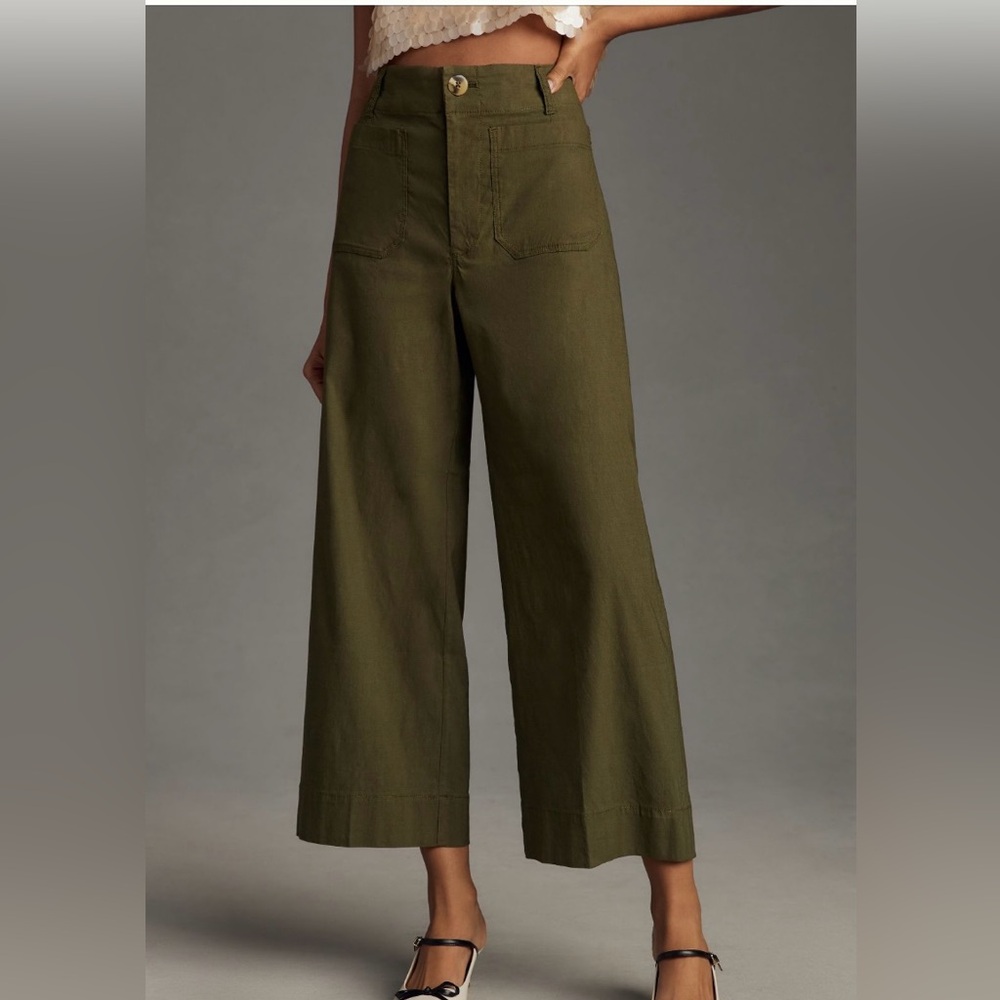 ANTHROPOLOGIE COLETTE CROPPED WIDE LEG PANTS BY MAEVE